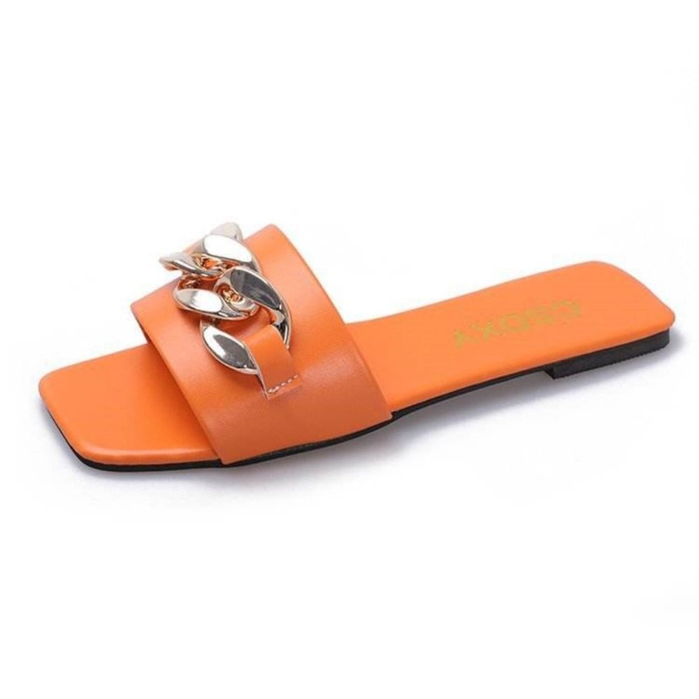Ultra-thin flat sandals, thick chain frontal